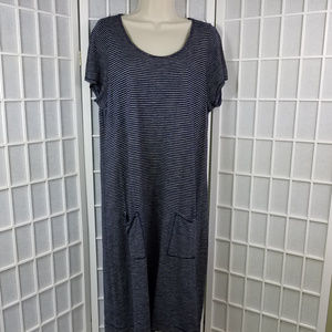 Eileen Fisher T Shirt Shift Dress navy Stripe